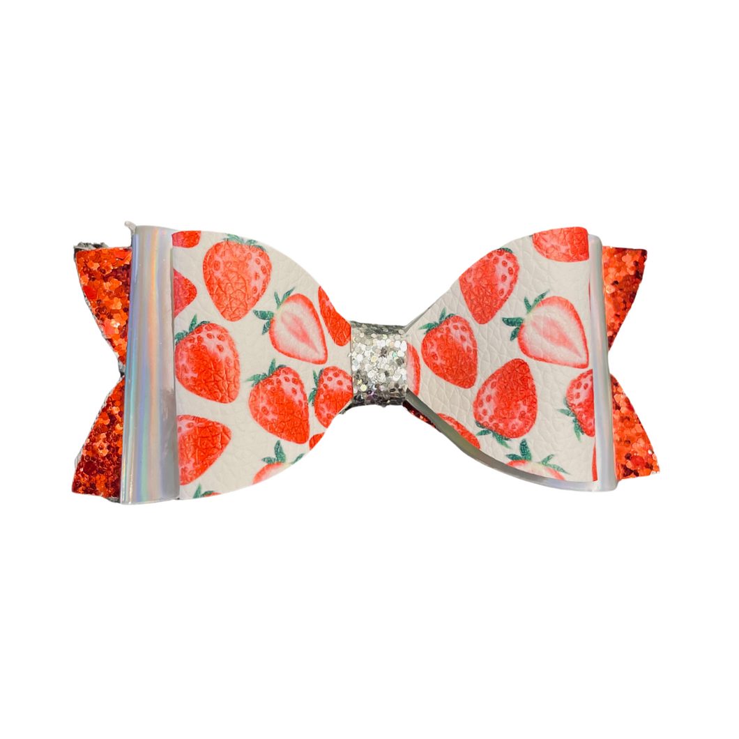 Strawberry Gem Ponytail Bow