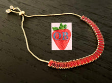 Load image into Gallery viewer, 14k gold plated Red bolo style tennis bracelet!!🍓
