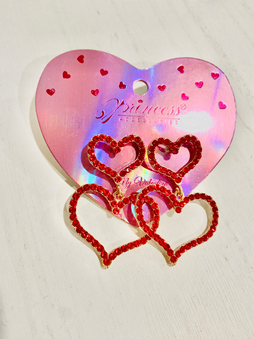 Red statement double heart earrings